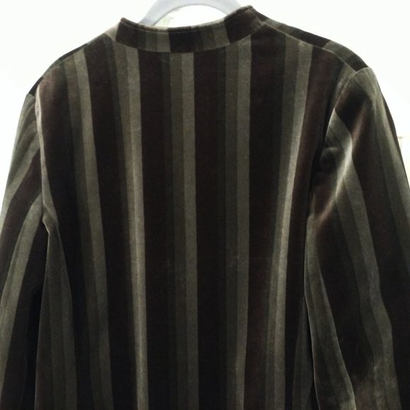 Vintage 70s-80s TanJay Velvet Jacket Steampunk Rocker Striped Ladies M(10) Brown - Picture 6 of 11